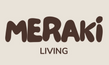 MERAKI LIVING logo on a beige background